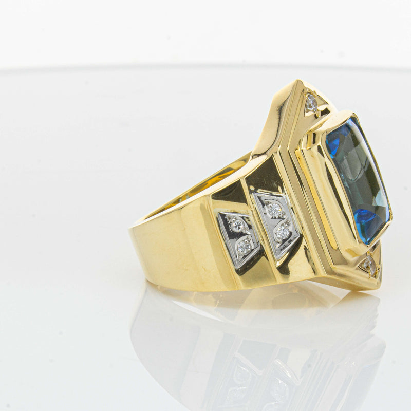 Deja Vu 18ct Yellow Gold 6.00ct Blue Topaz & Diamond Ring-Ring-Walker & Hall