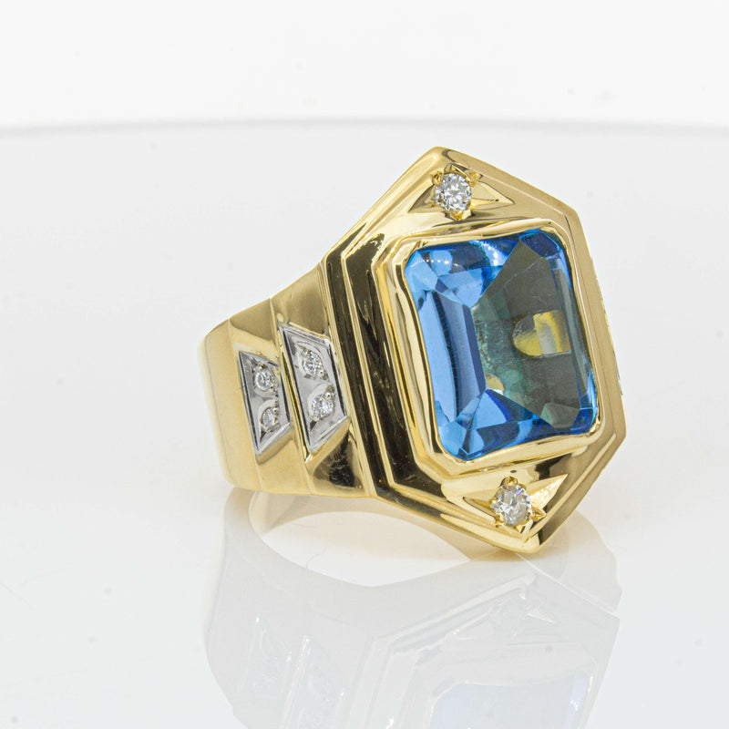 Deja Vu 18ct Yellow Gold 6.00ct Blue Topaz & Diamond Ring-Ring-Walker & Hall