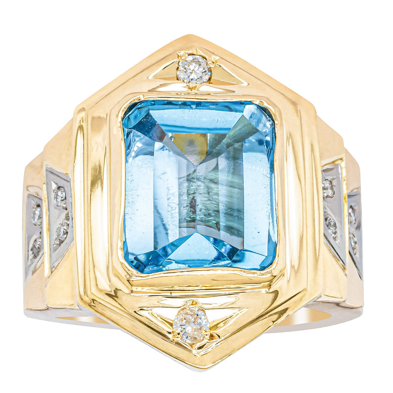 Deja Vu 18ct Yellow Gold 6.00ct Blue Topaz & Diamond Ring-Ring-Walker & Hall