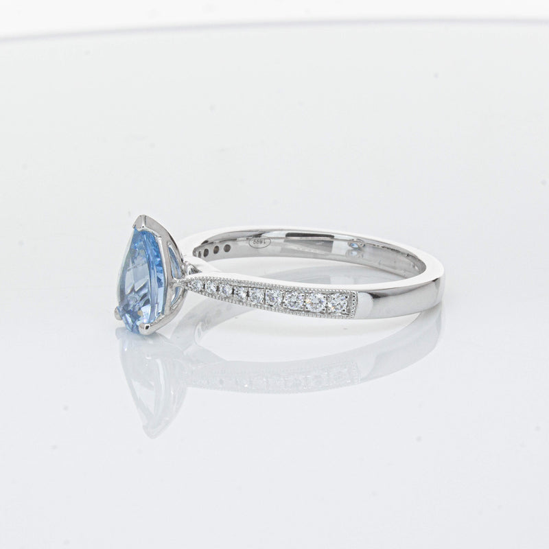 18ct White Gold .81ct Aquamarine & Diamond Zenith Ring-Ring-Walker & Hall