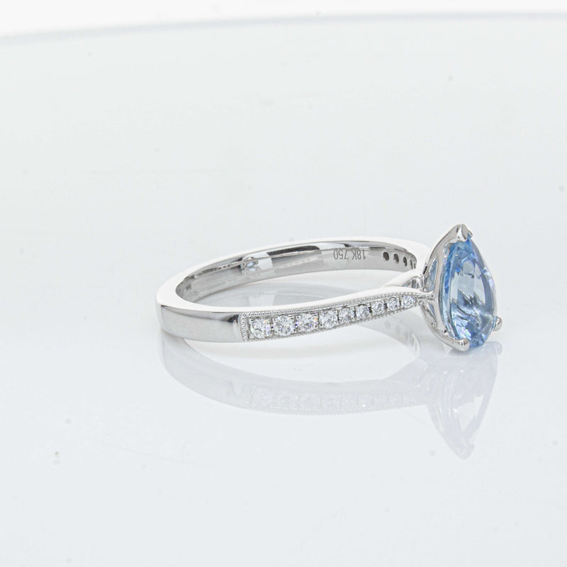 18ct White Gold .81ct Aquamarine & Diamond Zenith Ring-Ring-Walker & Hall