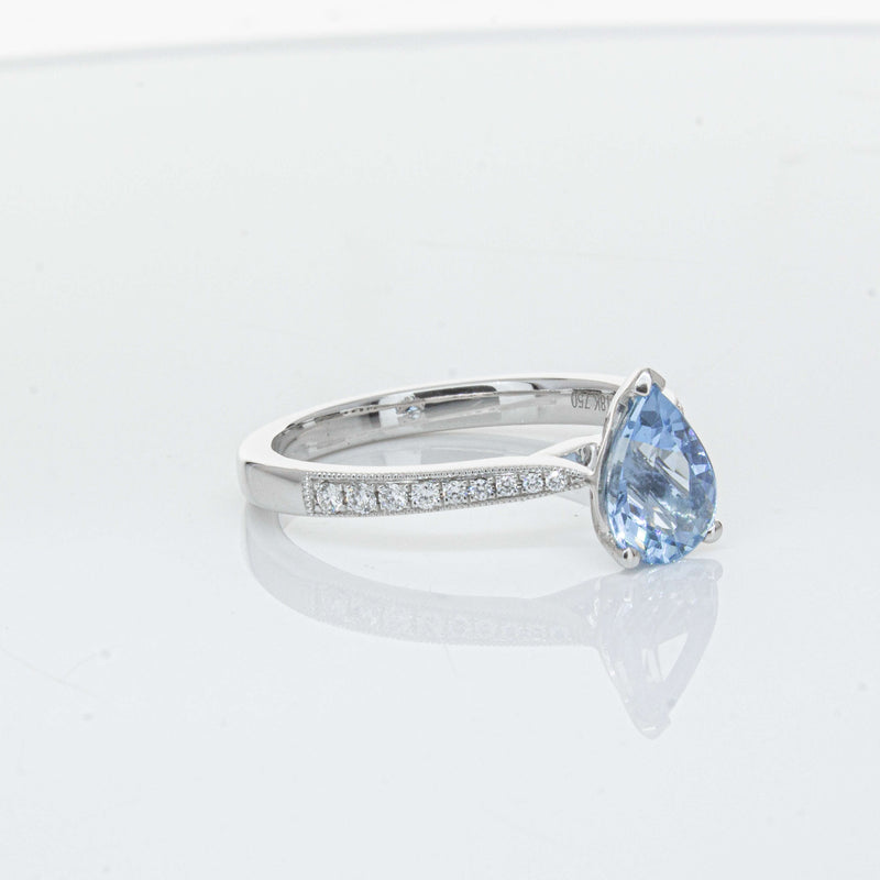 18ct White Gold .81ct Aquamarine & Diamond Zenith Ring-Ring-Walker & Hall