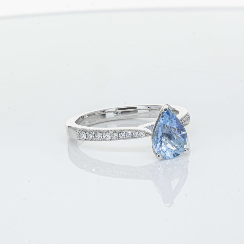 18ct White Gold .81ct Aquamarine & Diamond Zenith Ring-Ring-Walker & Hall