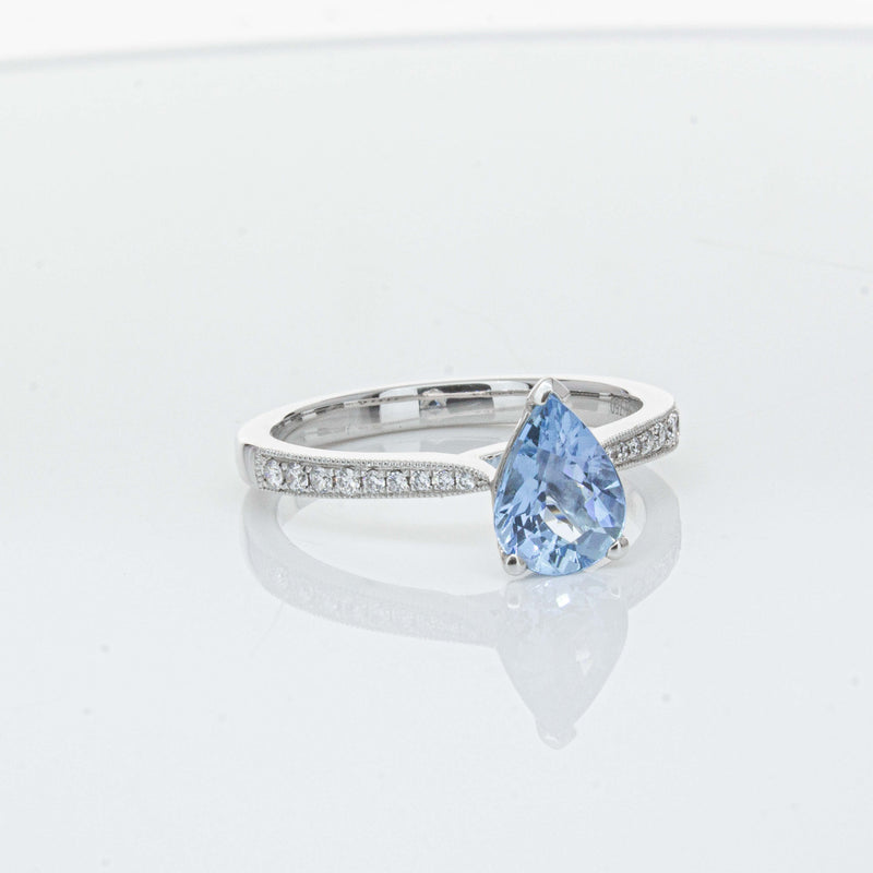 18ct White Gold .81ct Aquamarine & Diamond Zenith Ring-Ring-Walker & Hall