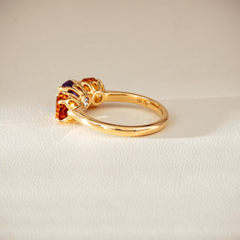 18ct Yellow Gold Three Stone Tanzanite & Citrine Octavia Ring-Ring-Walker & Hall
