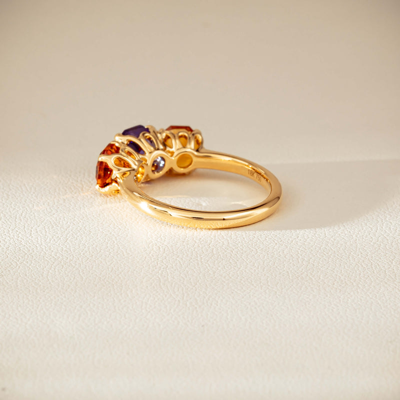 18ct Yellow Gold Three Stone Tanzanite & Citrine Octavia Ring-Ring-Walker & Hall