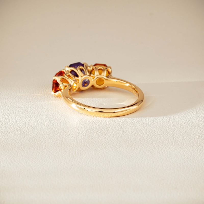 18ct Yellow Gold Three Stone Tanzanite & Citrine Octavia Ring-Ring-Walker & Hall