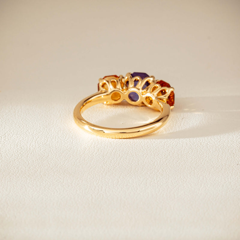 18ct Yellow Gold Three Stone Tanzanite & Citrine Octavia Ring-Ring-Walker & Hall