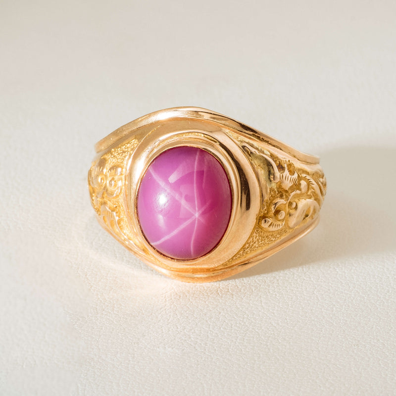 Deja Vu 18ct Yellow Gold Synthetic Star Sapphire Dress Ring - Ring - Walker & Hall