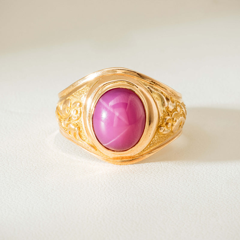 Deja Vu 18ct Yellow Gold Synthetic Star Sapphire Dress Ring - Ring - Walker & Hall