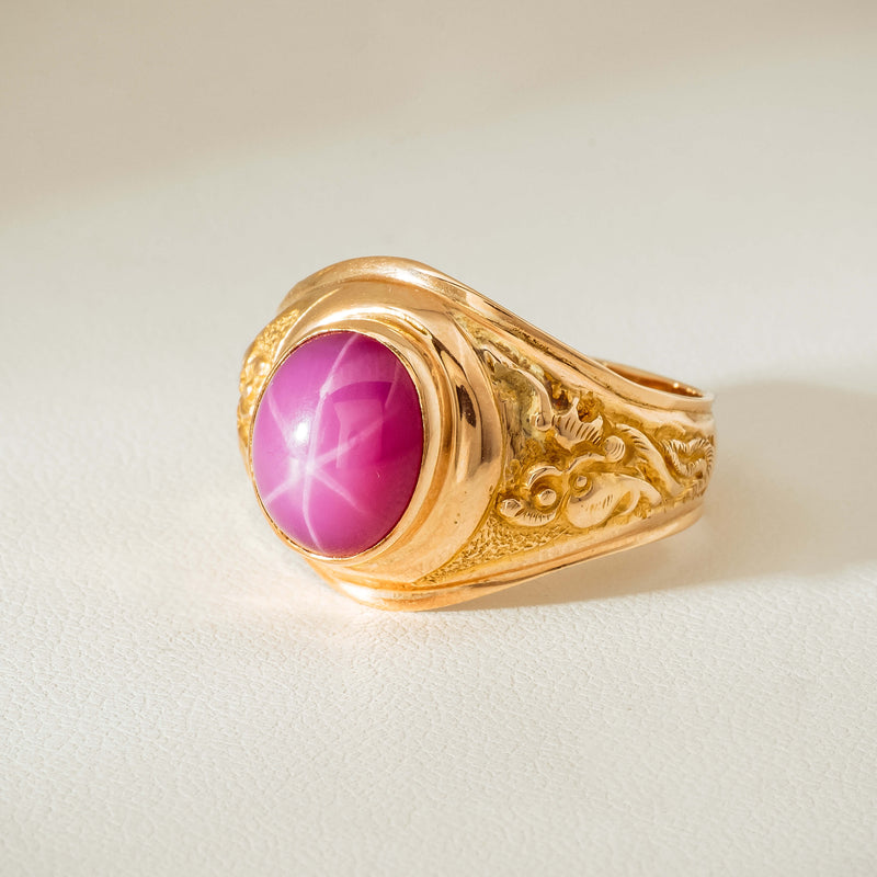 Deja Vu 18ct Yellow Gold Synthetic Star Sapphire Dress Ring - Ring - Walker & Hall