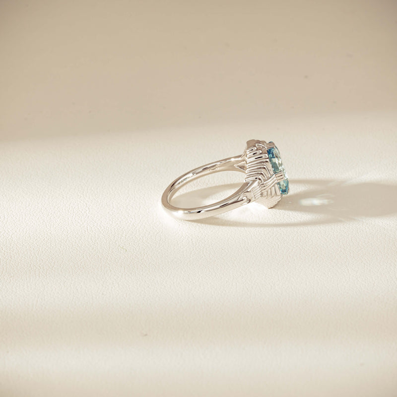 18ct White Gold 2.20ct Aquamarine Nile Ring - Ring - Walker & Hall