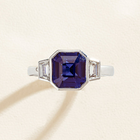 Platinum 5.06ct Sapphire & Diamond Ring - Ring - Walker & Hall