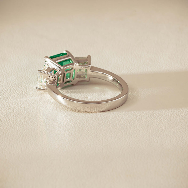 18ct White Gold 2.76ct Emerald & Diamond Odyssey Ring - Ring - Walker & Hall
