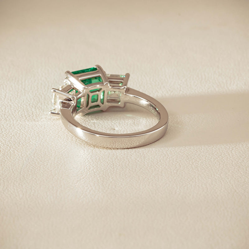 18ct White Gold 2.76ct Emerald & Diamond Odyssey Ring - Ring - Walker & Hall