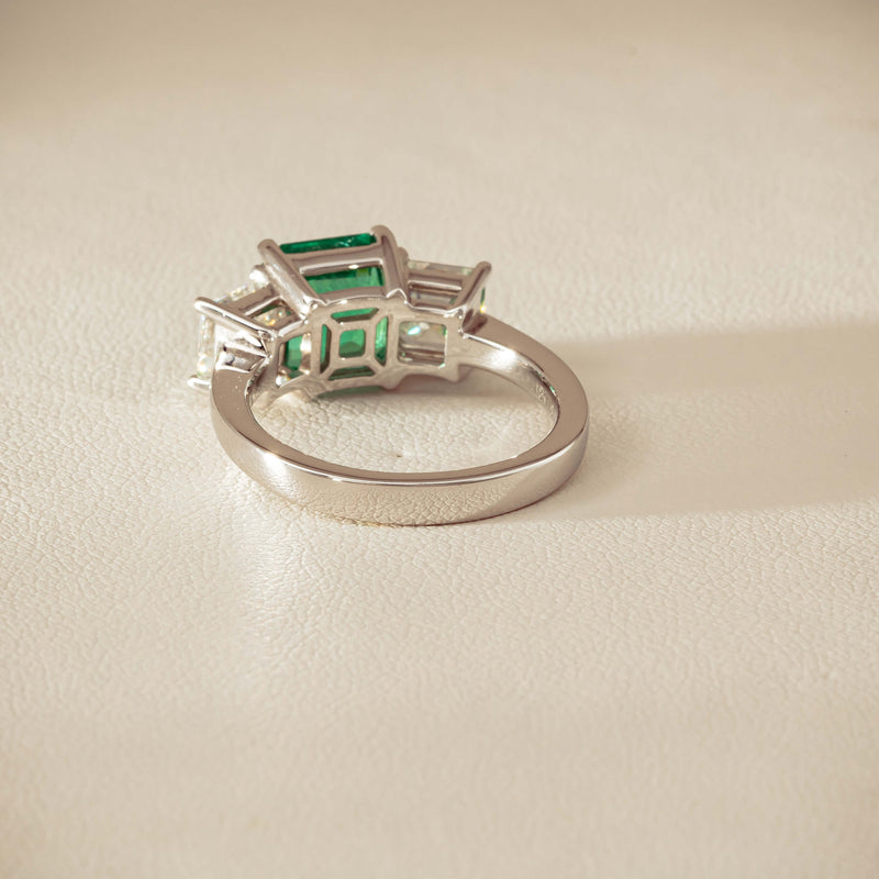 18ct White Gold 2.76ct Emerald & Diamond Odyssey Ring - Ring - Walker & Hall