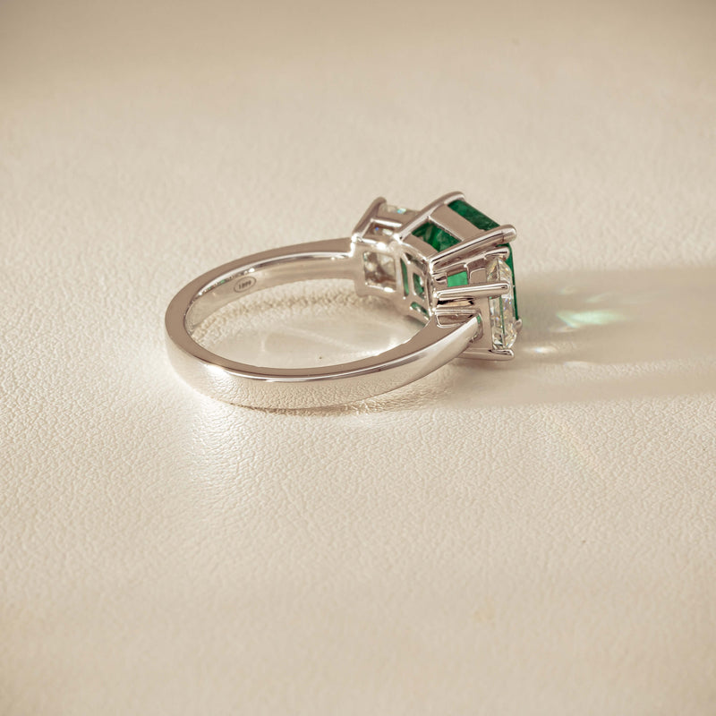 18ct White Gold 2.76ct Emerald & Diamond Odyssey Ring - Ring - Walker & Hall