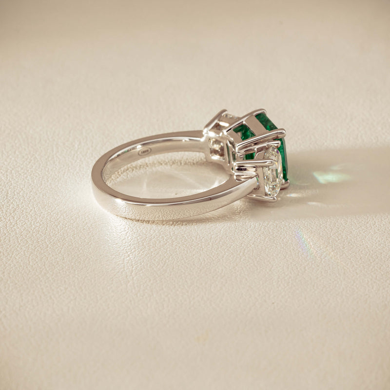 18ct White Gold 2.76ct Emerald & Diamond Odyssey Ring - Ring - Walker & Hall