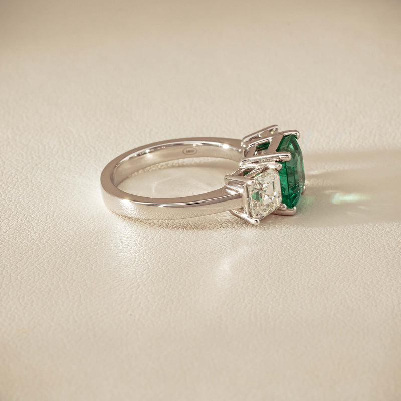 18ct White Gold 2.76ct Emerald & Diamond Odyssey Ring - Ring - Walker & Hall