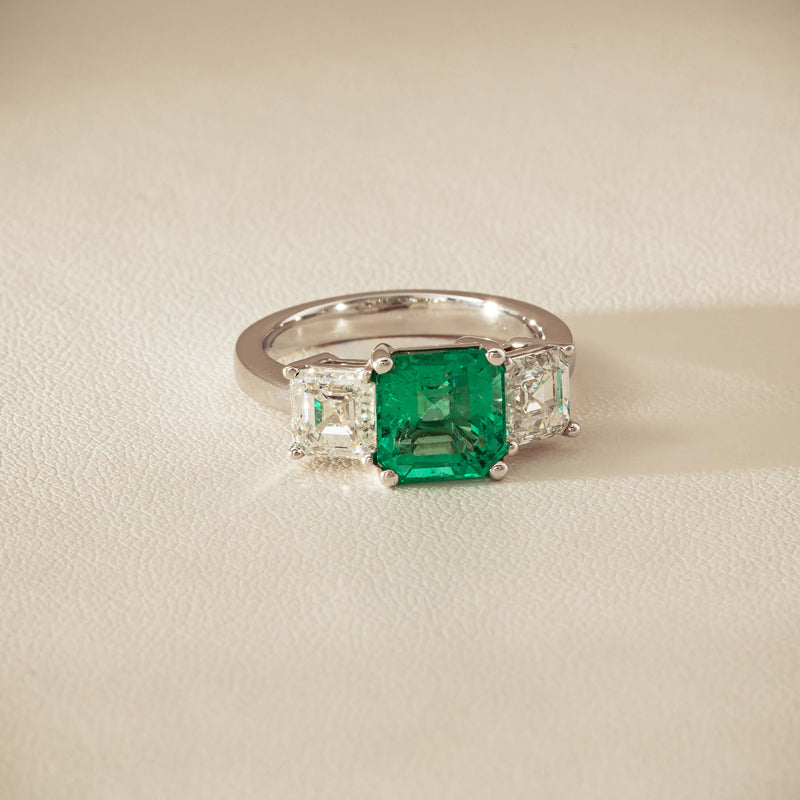 18ct White Gold 2.76ct Emerald & Diamond Odyssey Ring - Ring - Walker & Hall