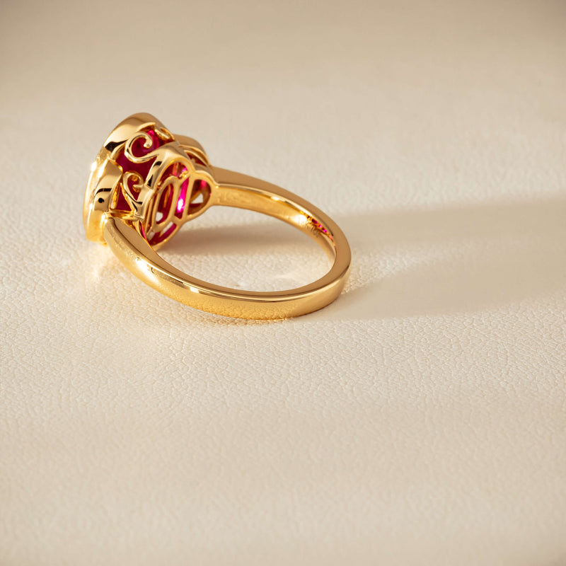 18ct Yellow Gold 4.18ct Oval Ruby & Diamond Ring - Ring - Walker & Hall