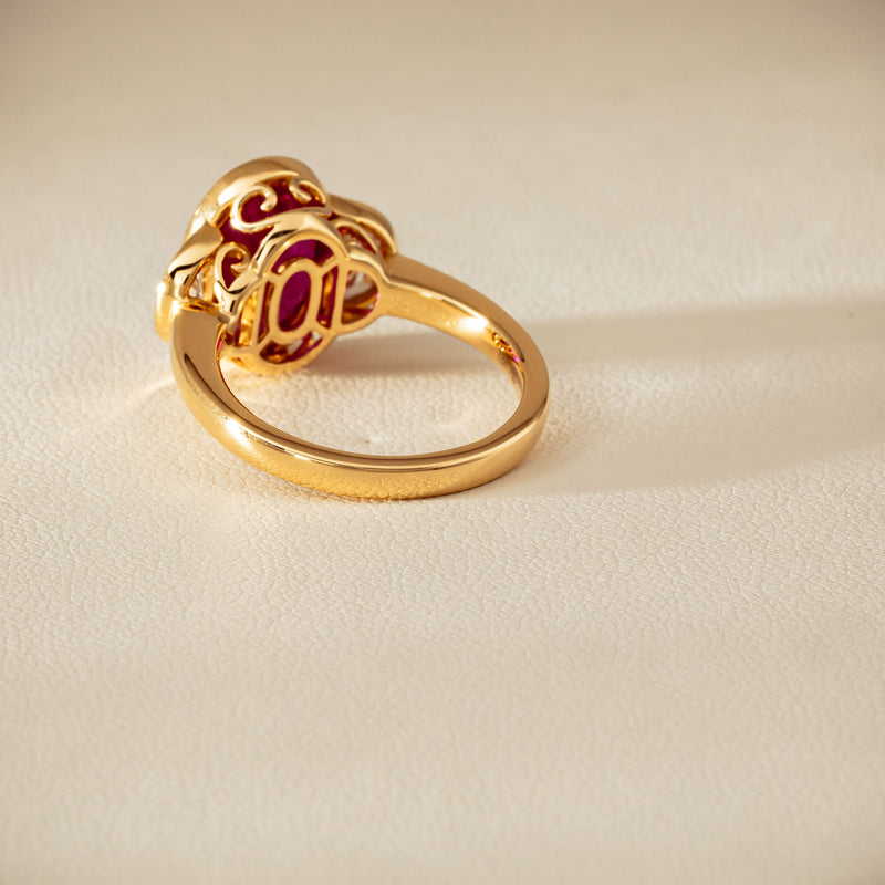 18ct Yellow Gold 4.18ct Oval Ruby & Diamond Ring - Ring - Walker & Hall