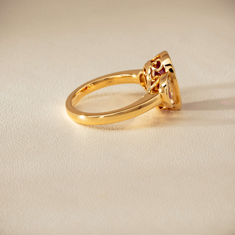 18ct Yellow Gold 4.18ct Oval Ruby & Diamond Ring - Ring - Walker & Hall