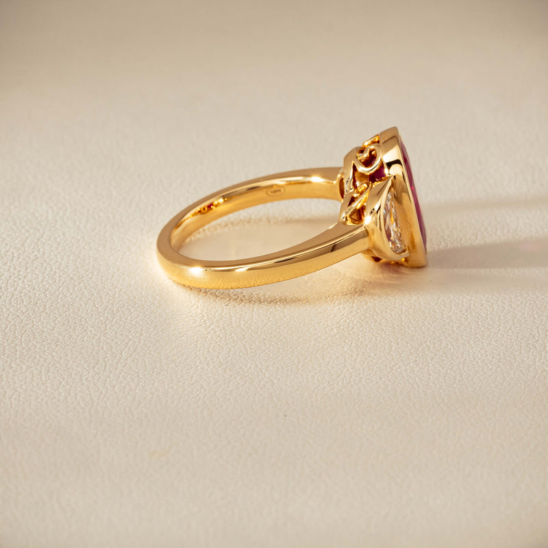 18ct Yellow Gold 4.18ct Oval Ruby & Diamond Ring - Ring - Walker & Hall