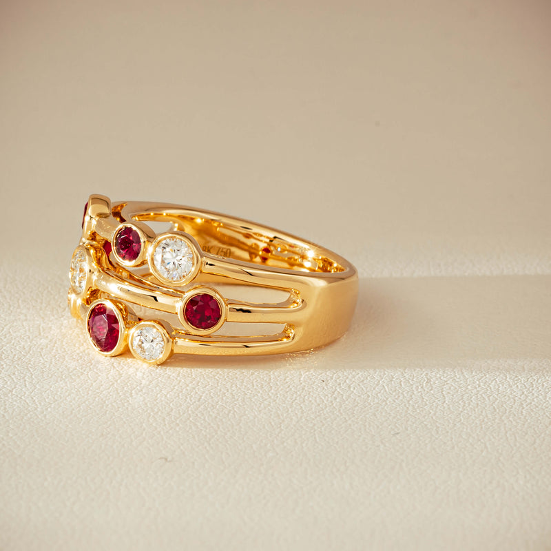 18ct Yellow Gold .69ct Ruby & Diamond Ring - Ring - Walker & Hall