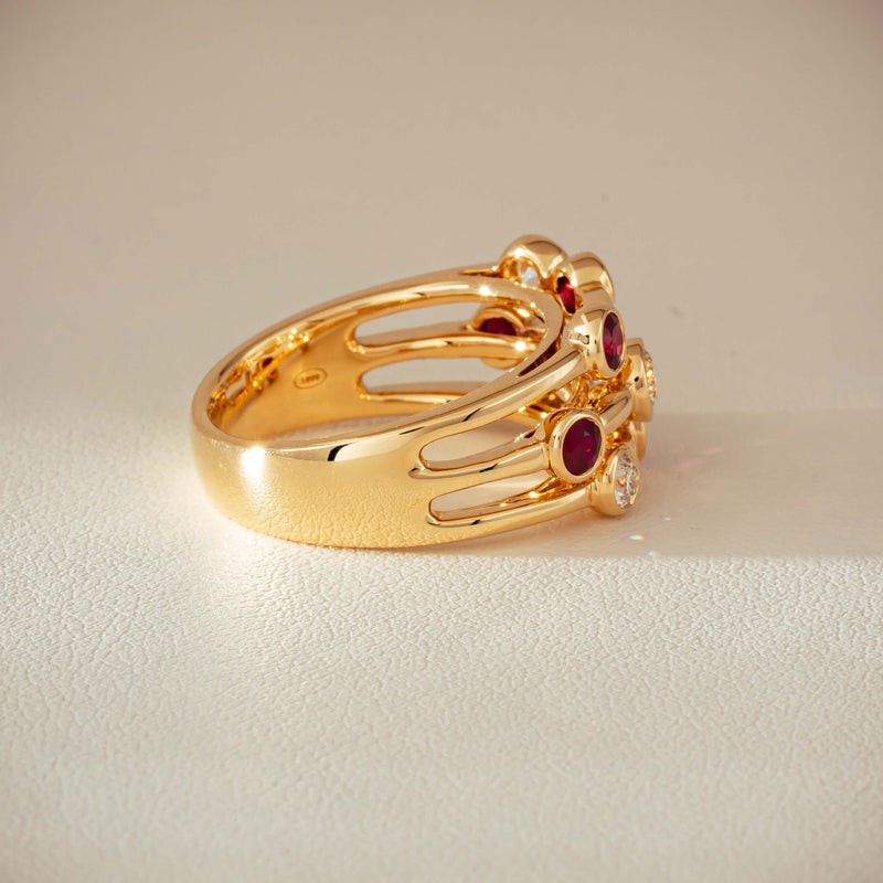 18ct Yellow Gold .69ct Ruby & Diamond Ring - Ring - Walker & Hall