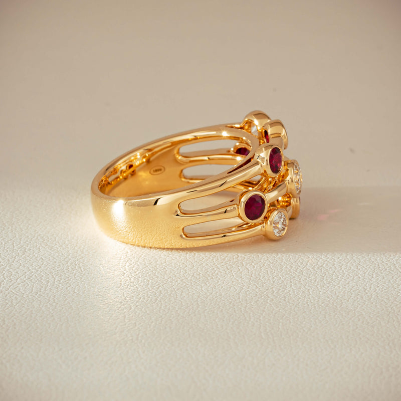 18ct Yellow Gold .69ct Ruby & Diamond Ring - Ring - Walker & Hall
