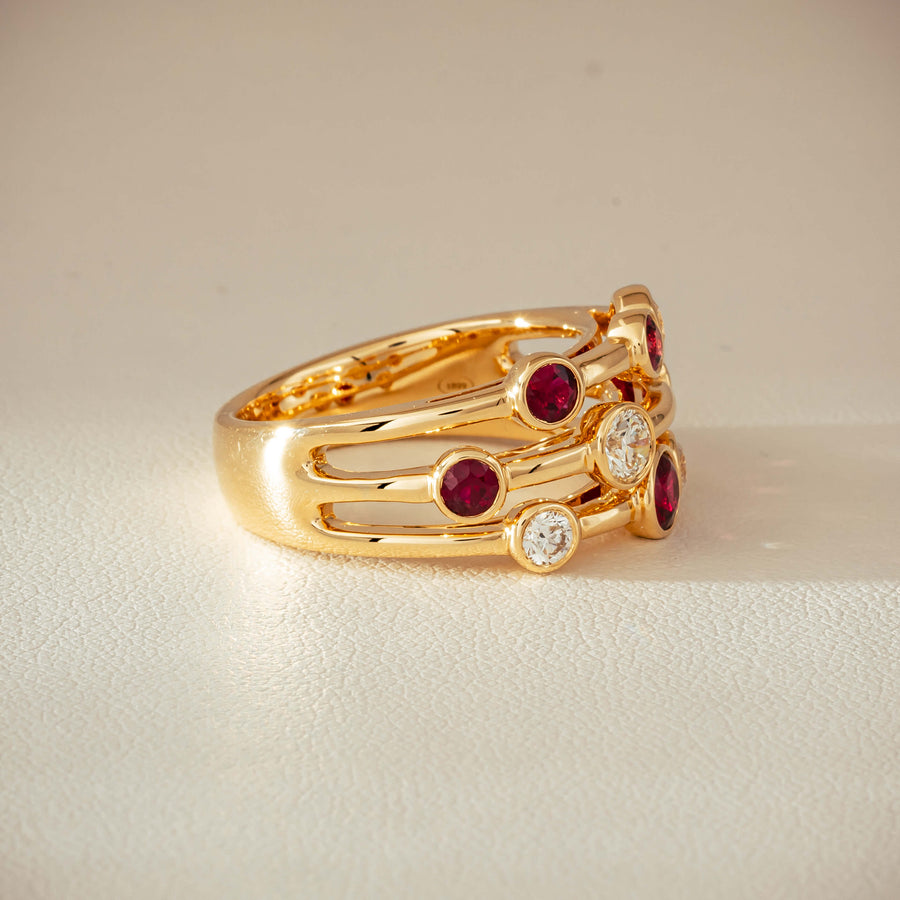 18ct Yellow Gold .69ct Ruby & Diamond Ring - Ring - Walker & Hall
