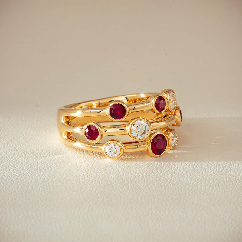 18ct Yellow Gold .69ct Ruby & Diamond Ring - Ring - Walker & Hall