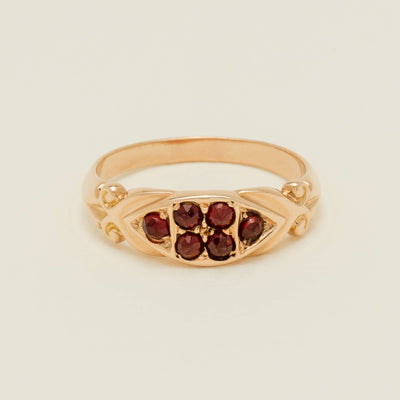 Vintage 15ct Rose Gold Garnet Cluster Ring - Ring - Walker & Hall