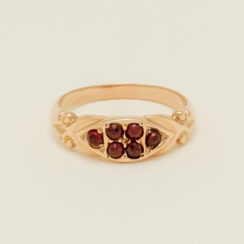 Vintage 15ct Rose Gold Garnet Cluster Ring - Ring - Walker & Hall