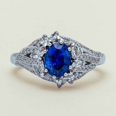 18ct White Gold 1.39ct Sapphire & Diamond Marcelle Ring - Ring - Walker & Hall