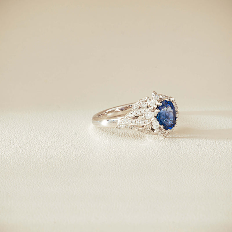 18ct White Gold 1.39ct Sapphire & Diamond Marcelle Ring - Ring - Walker & Hall