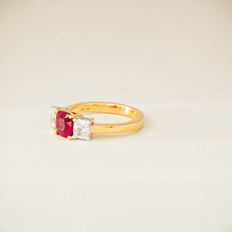 18ct Yellow Gold 1.54ct Ruby & Diamond Odyssey Ring - Ring - Walker & Hall