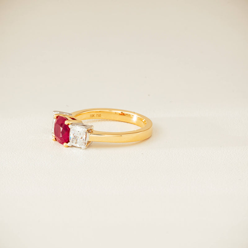 18ct Yellow Gold 1.54ct Ruby & Diamond Odyssey Ring - Ring - Walker & Hall