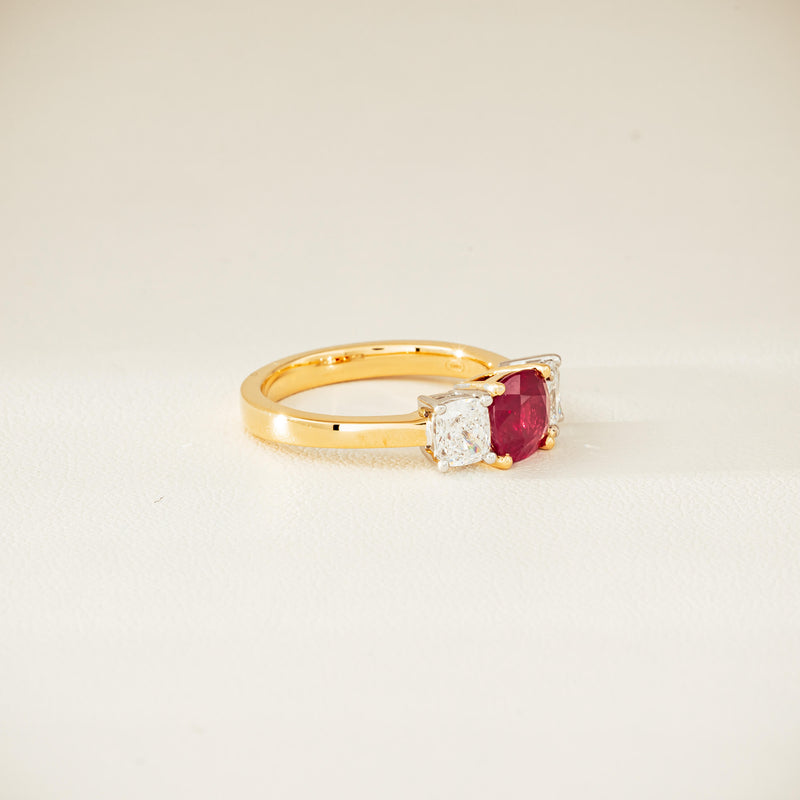 18ct Yellow Gold 1.54ct Ruby & Diamond Odyssey Ring - Ring - Walker & Hall