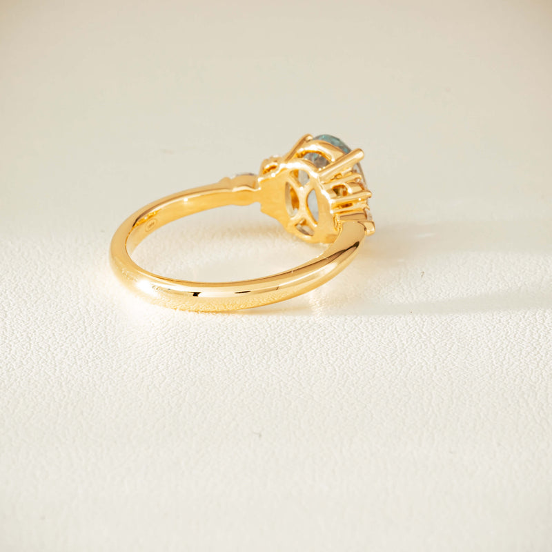 18ct Yellow Gold 1.65ct Aquamarine & Diamond Oriana Ring - Ring - Walker & Hall