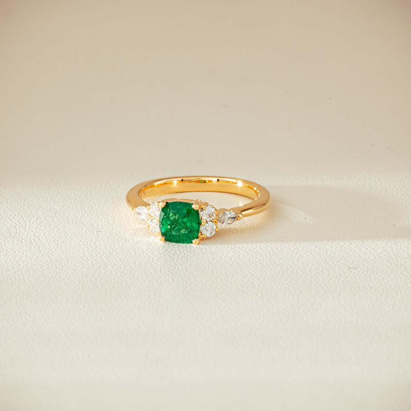 18ct Yellow Gold .84ct Emerald & Diamond Oriana Ring - Ring - Walker & Hall