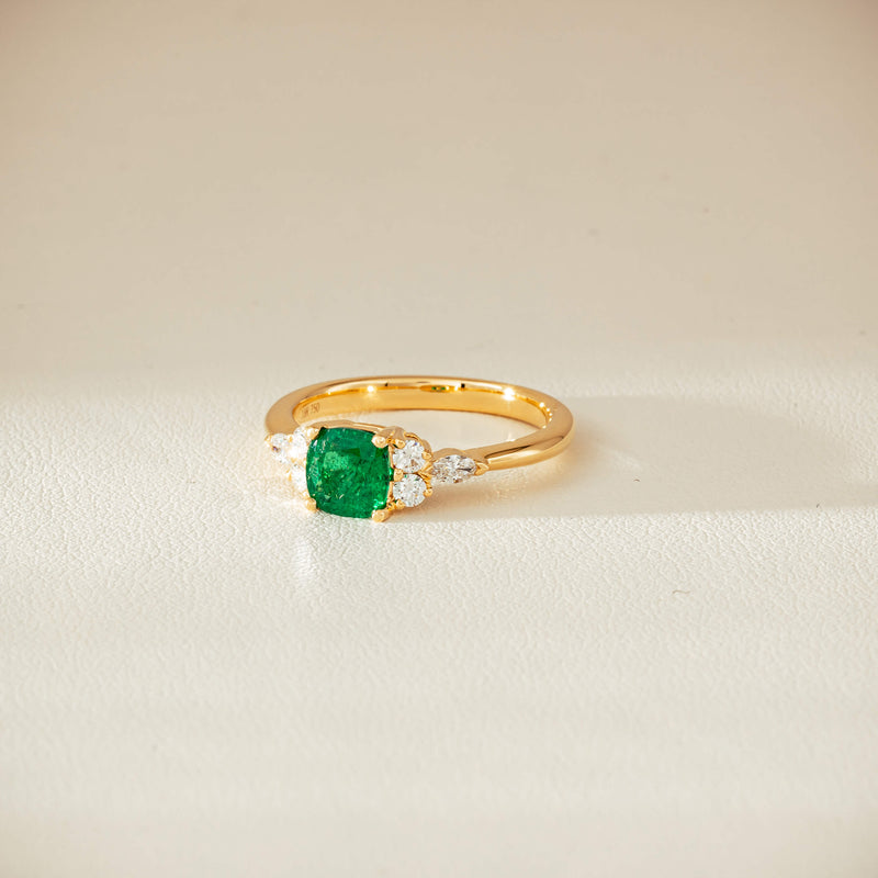 18ct Yellow Gold .84ct Emerald & Diamond Oriana Ring - Ring - Walker & Hall