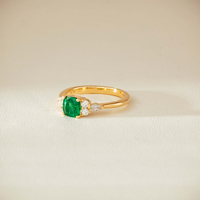 18ct Yellow Gold .84ct Emerald & Diamond Oriana Ring - Ring - Walker & Hall