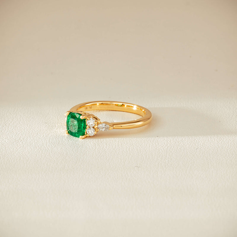 18ct Yellow Gold .84ct Emerald & Diamond Oriana Ring - Ring - Walker & Hall