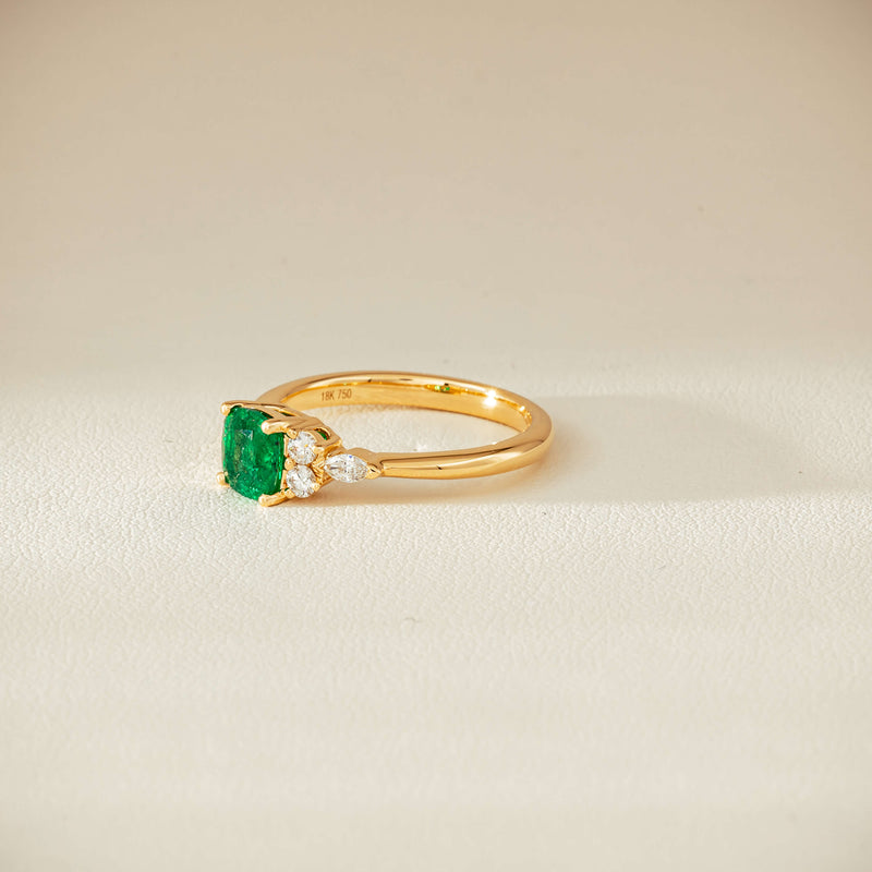 18ct Yellow Gold .84ct Emerald & Diamond Oriana Ring - Ring - Walker & Hall