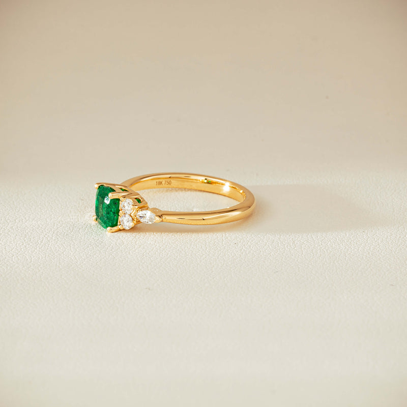 18ct Yellow Gold .84ct Emerald & Diamond Oriana Ring - Ring - Walker & Hall