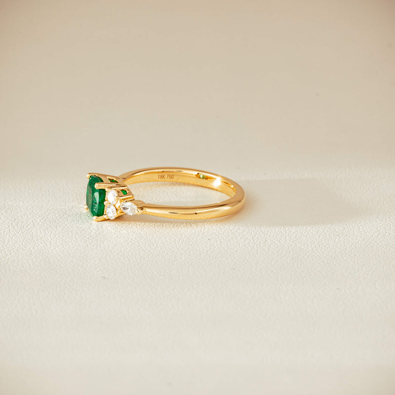 18ct Yellow Gold .84ct Emerald & Diamond Oriana Ring - Ring - Walker & Hall