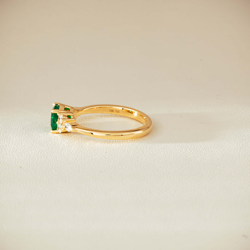 18ct Yellow Gold .84ct Emerald & Diamond Oriana Ring - Ring - Walker & Hall