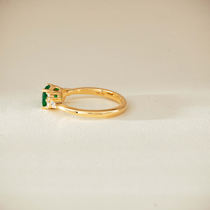 18ct Yellow Gold .84ct Emerald & Diamond Oriana Ring - Ring - Walker & Hall